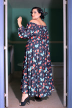 Swann 70s Maxi Dress in Insect Print Crepe | Laura Byrnes
