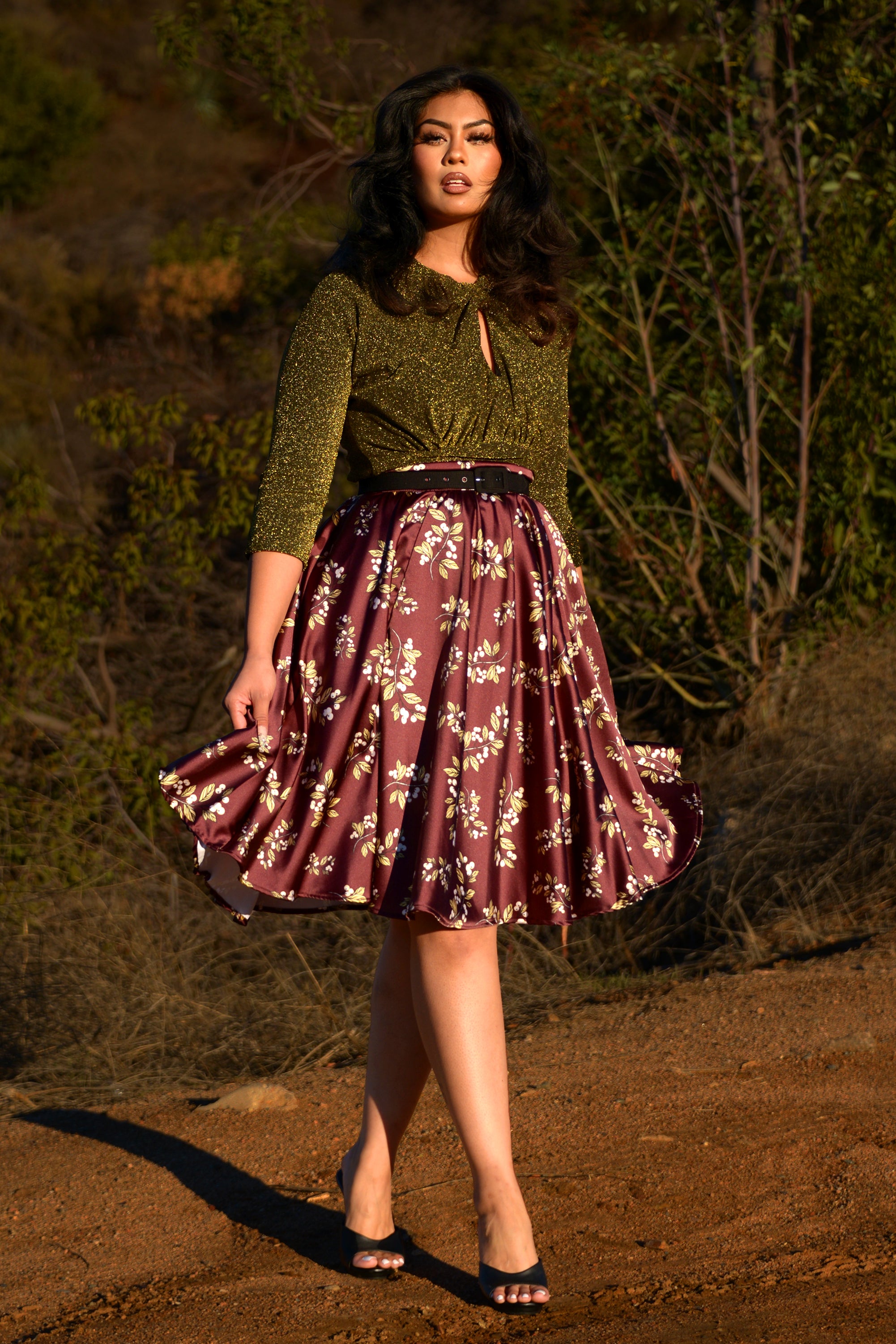 Malia Top in Gold Lurex Ponte | Laura Byrnes Design