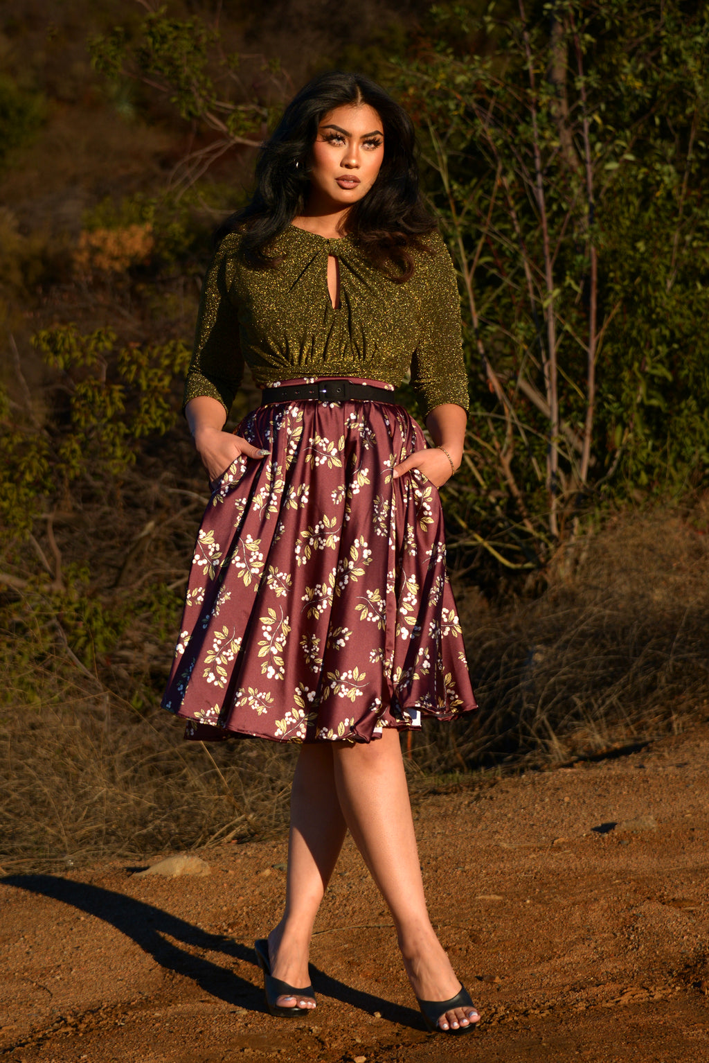 Malia Top in Gold Lurex Ponte | Laura Byrnes Design