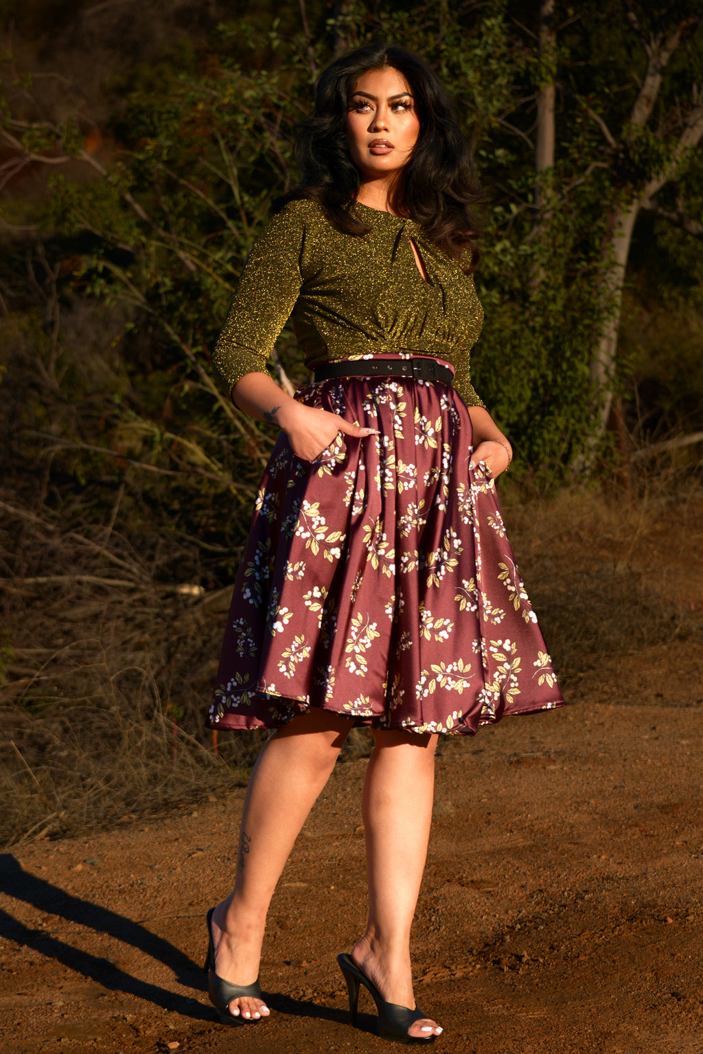 Malia Top in Gold Lurex Ponte | Laura Byrnes Design