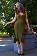 Venus Midi Slip Dress in Gold Stretch Lurex  Knit | Laura Byrnes Design