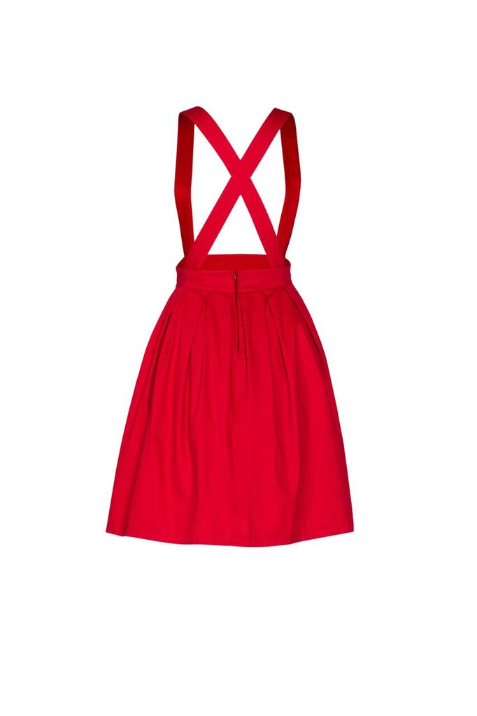 Final Sale - Joanne Jumper Skirt in Red | Magically Made