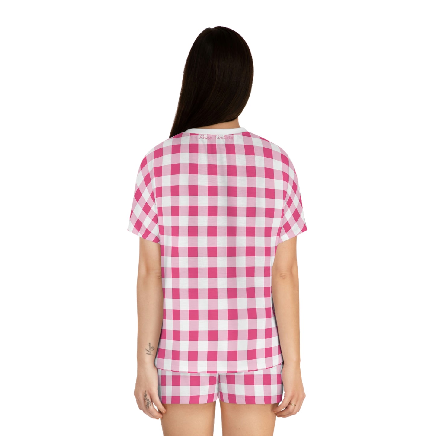 TGIF Sleepover PJs in Everything Nice Pink Gingham Tee & Pajama Shorts-Set | Pinup Couture Relaxed
