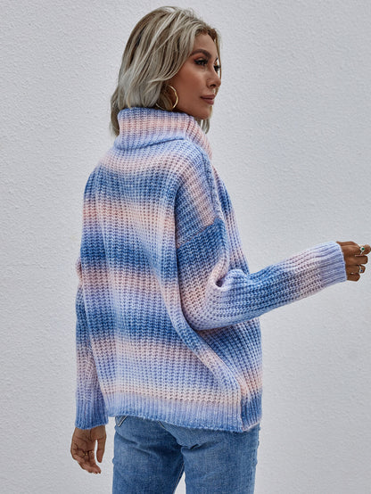 Rolled Rainbow Wide Rib Sweater in Summer and Winter