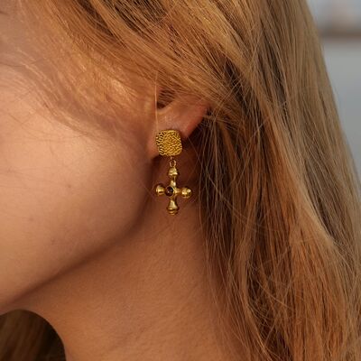 Liora Gold-Plated Stainless Steel Cross Shape Earrings | 2 Colors