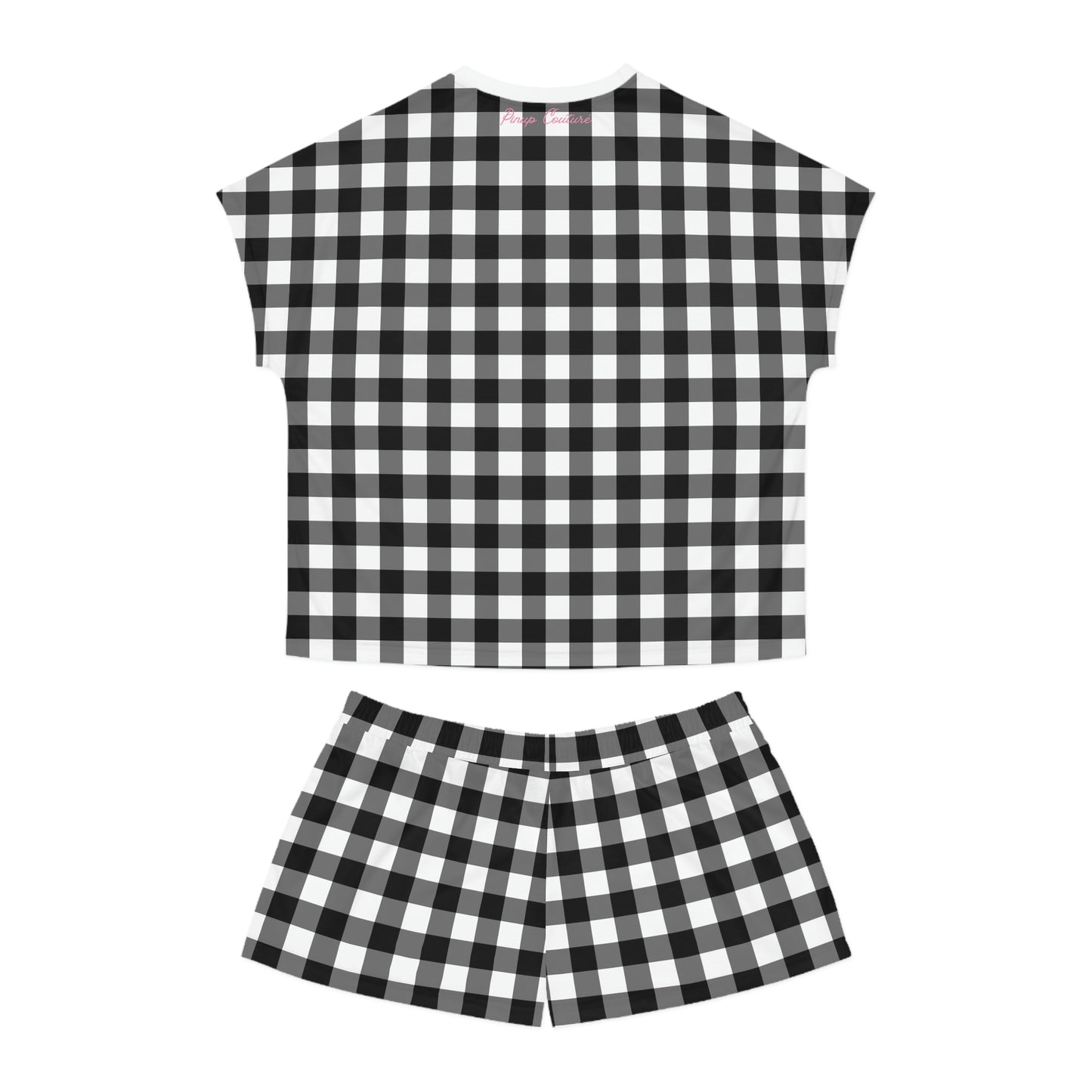 TGIF Sleepover PJs in Badass Black Gingham Tee & Pajama Shorts-Set | Pinup Couture Relaxed