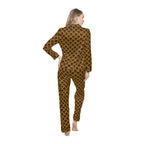 Pajama Game in Room 237 Print Satin 2 Piece Button Up PJ Set