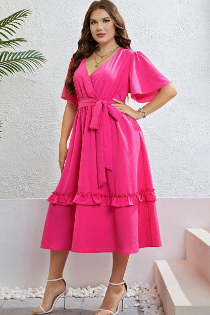 Midge Swing Dress in Electric Pink