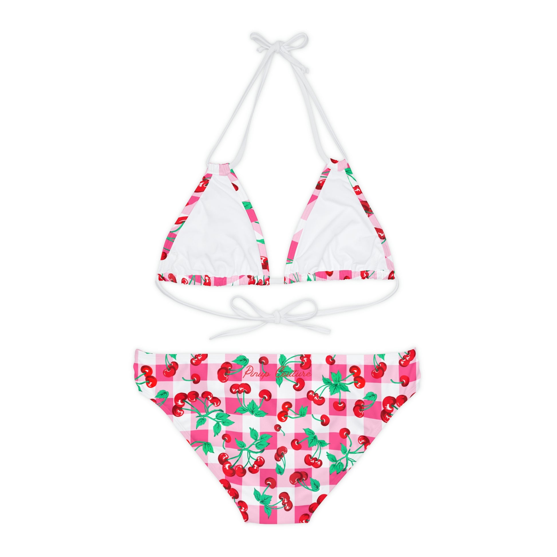 Alex Red Gingham Vintage Cherry Print Strappy Bikini Set | Pinup Couture  Swim