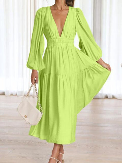 Willow Plunge Neck Summer Maxi Dress with Tiered Skirt | 7 Colors