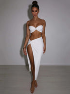 Maneater Two-Piece Twist Tube Top & Wrap Skirt Set | 3 Colors | Mozision