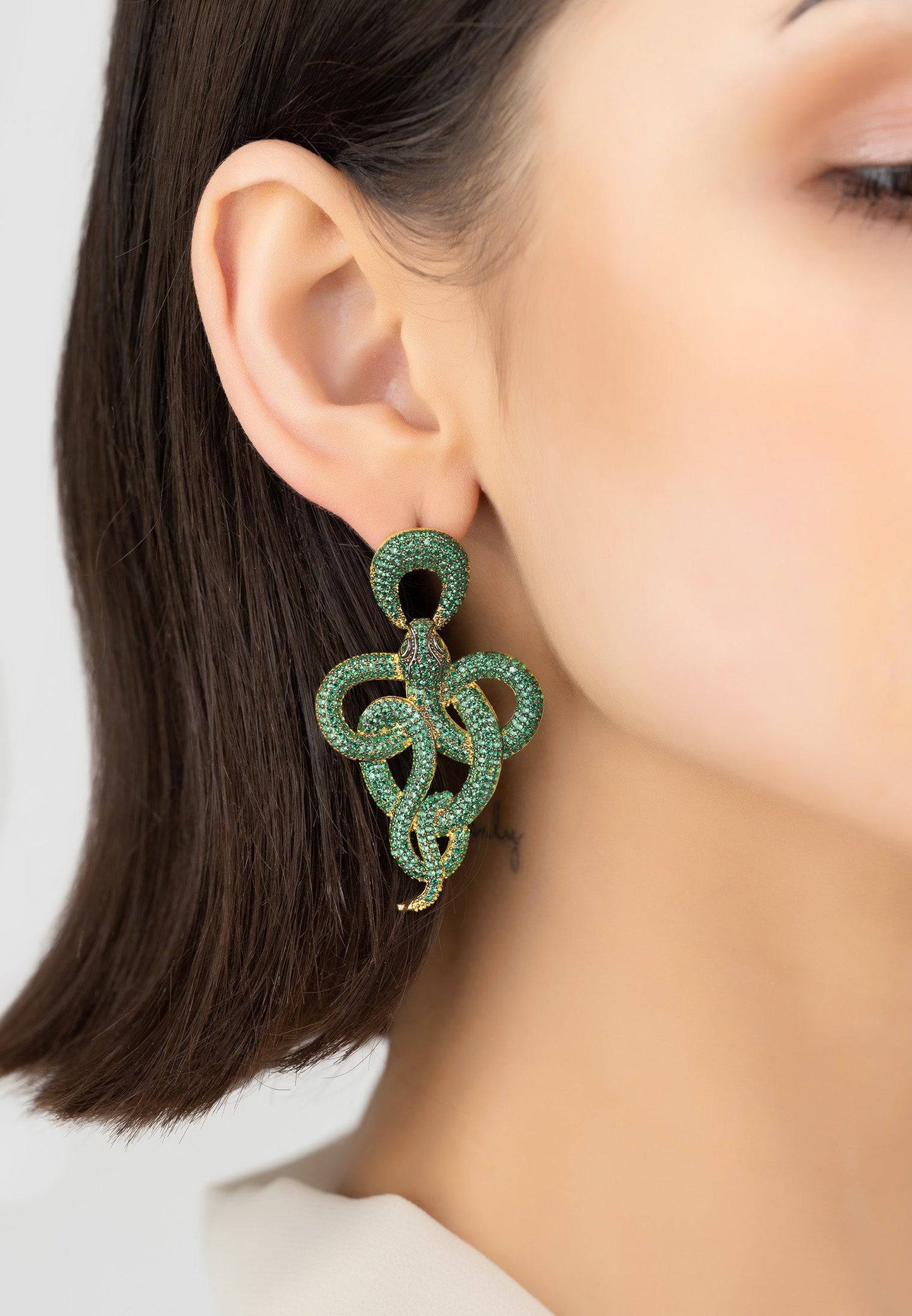 Green Viper Snake Earrings | Latelita