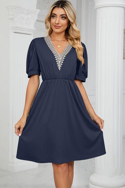 Calipso V-Neck Puff Sleeve Dress | 8 Colors