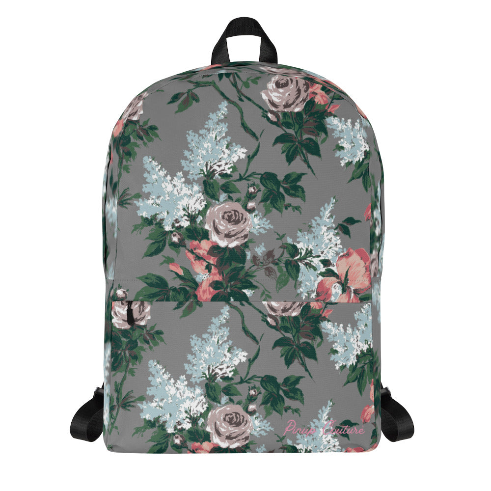 Emma Take on the Day Medium Backpack in Grey Bella Roses