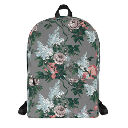 Emma Take on the Day Medium Backpack in Grey Bella Roses | Pinup Couture Relaxed