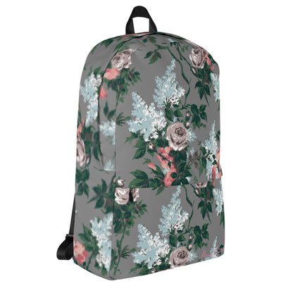 Emma Take on the Day Medium Backpack in Grey Bella Roses | Pinup Couture Relaxed