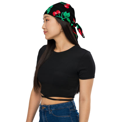 Cyndi Black Coffee Cherry Girl Bandana | Pinup Couture Relaxed