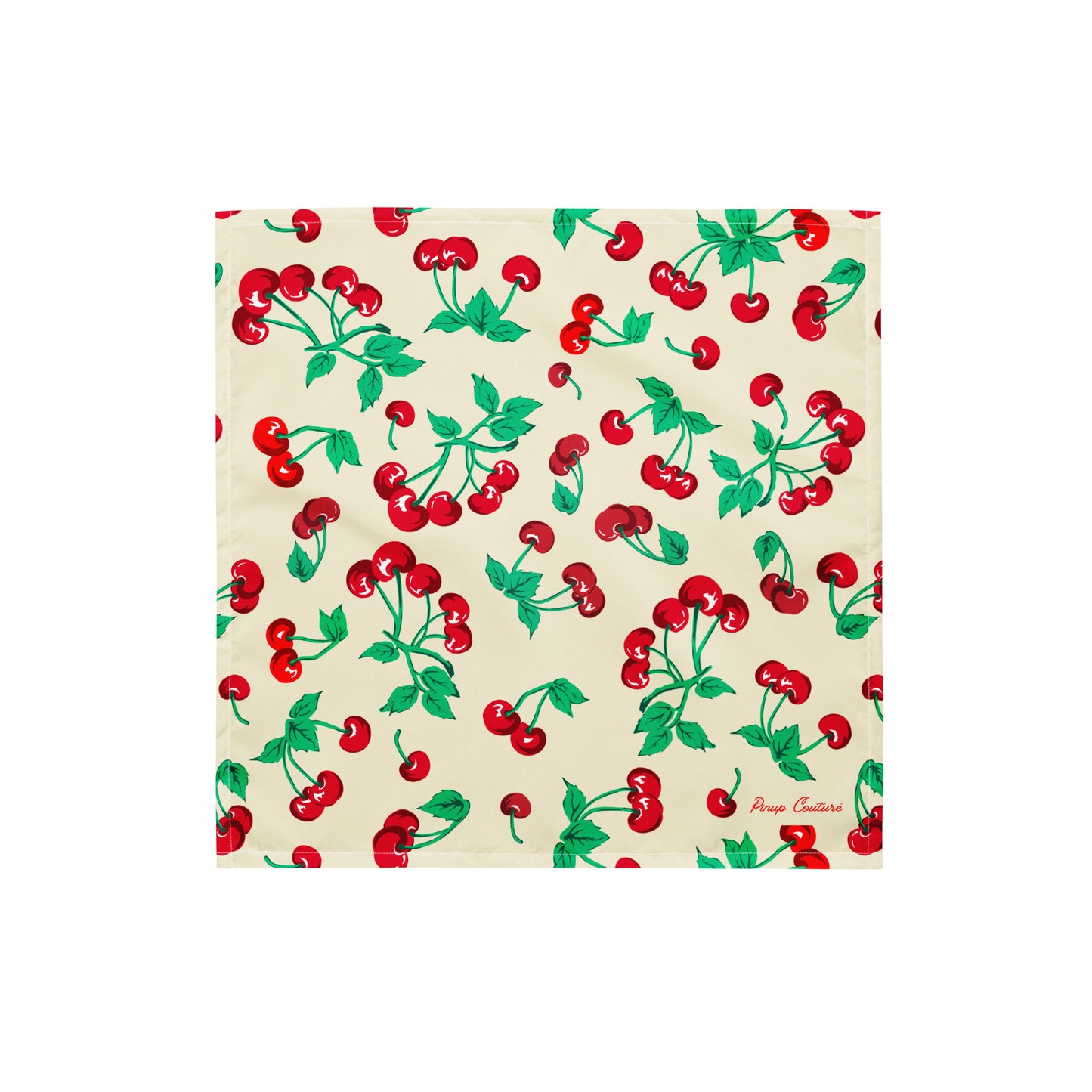 Cyndi Antique Ivory Cherry Girl Bandana Scarf | Pinup Couture Relaxed