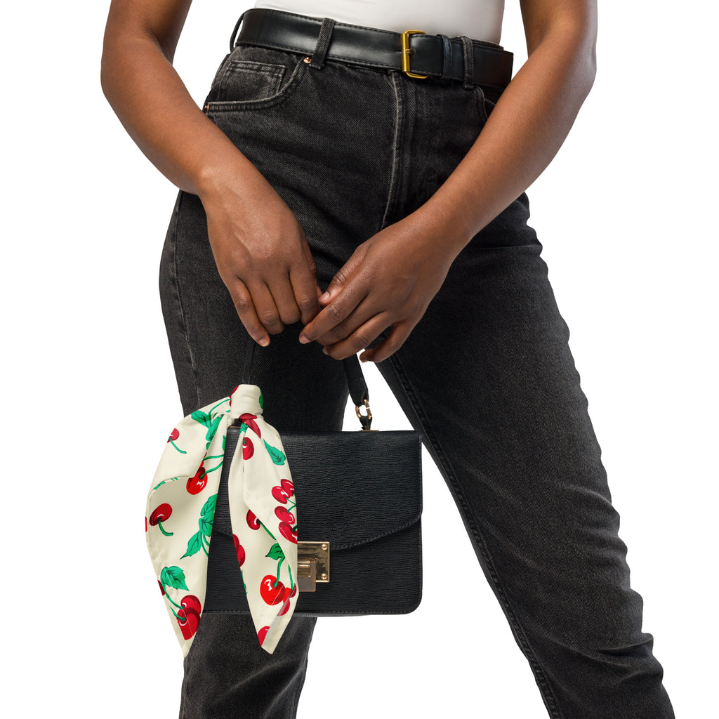 Cyndi Antique Ivory Cherry Girl Bandana Scarf