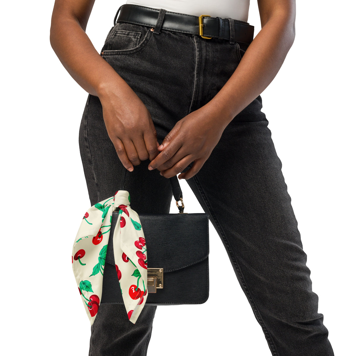 Cyndi Antique Ivory Cherry Girl Bandana Scarf