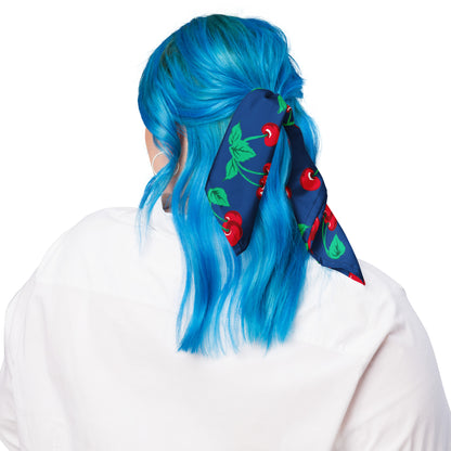 Cyndi Dark Blue Cherry Girl Bandana | Pinup Couture Relaxed