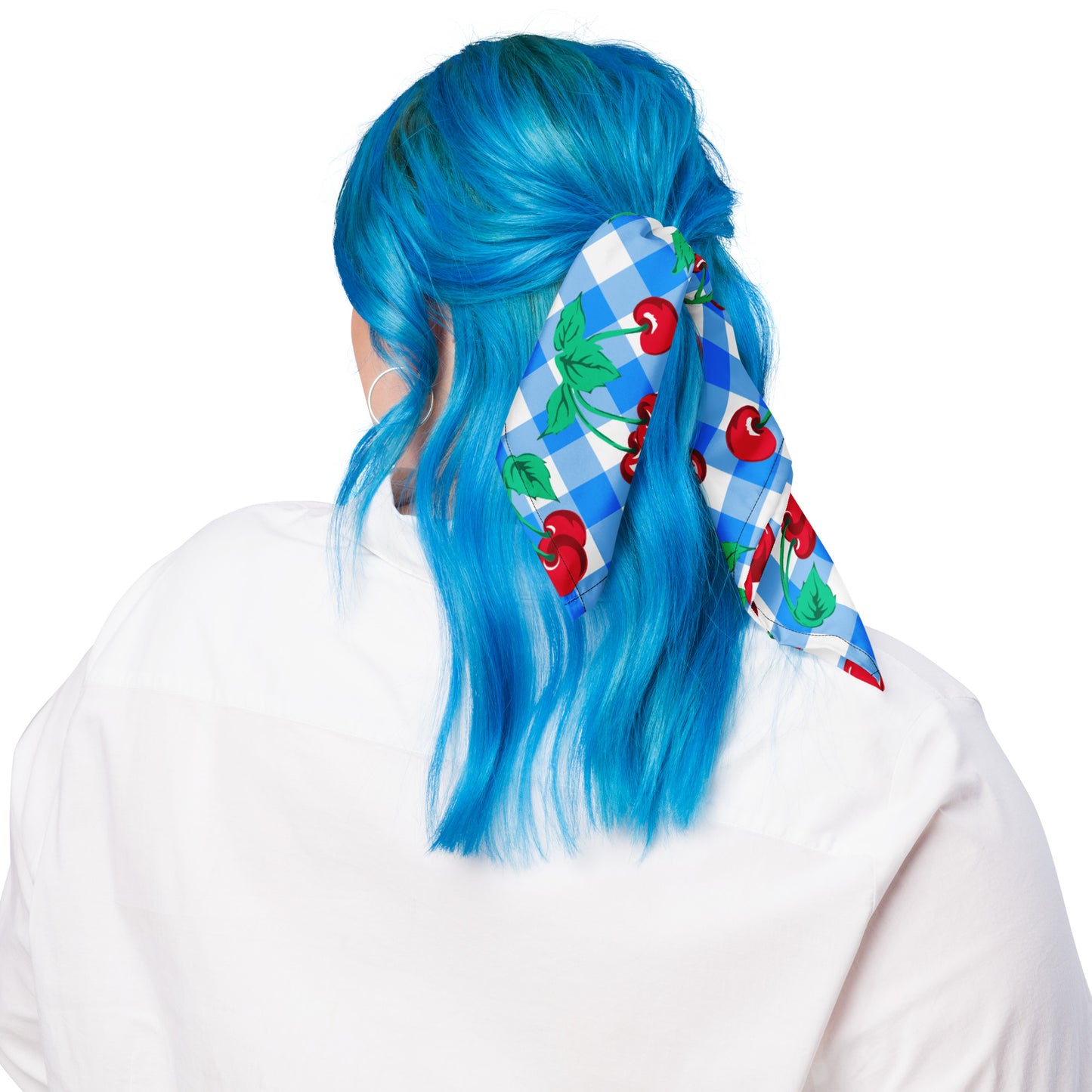 Cyndi Blue Gingham Cherry Girl All Bandana | Pinup Couture Relaxed