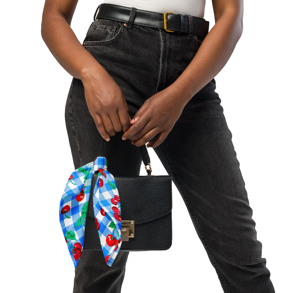 Cyndi Blue Gingham Cherry Girl All Bandana