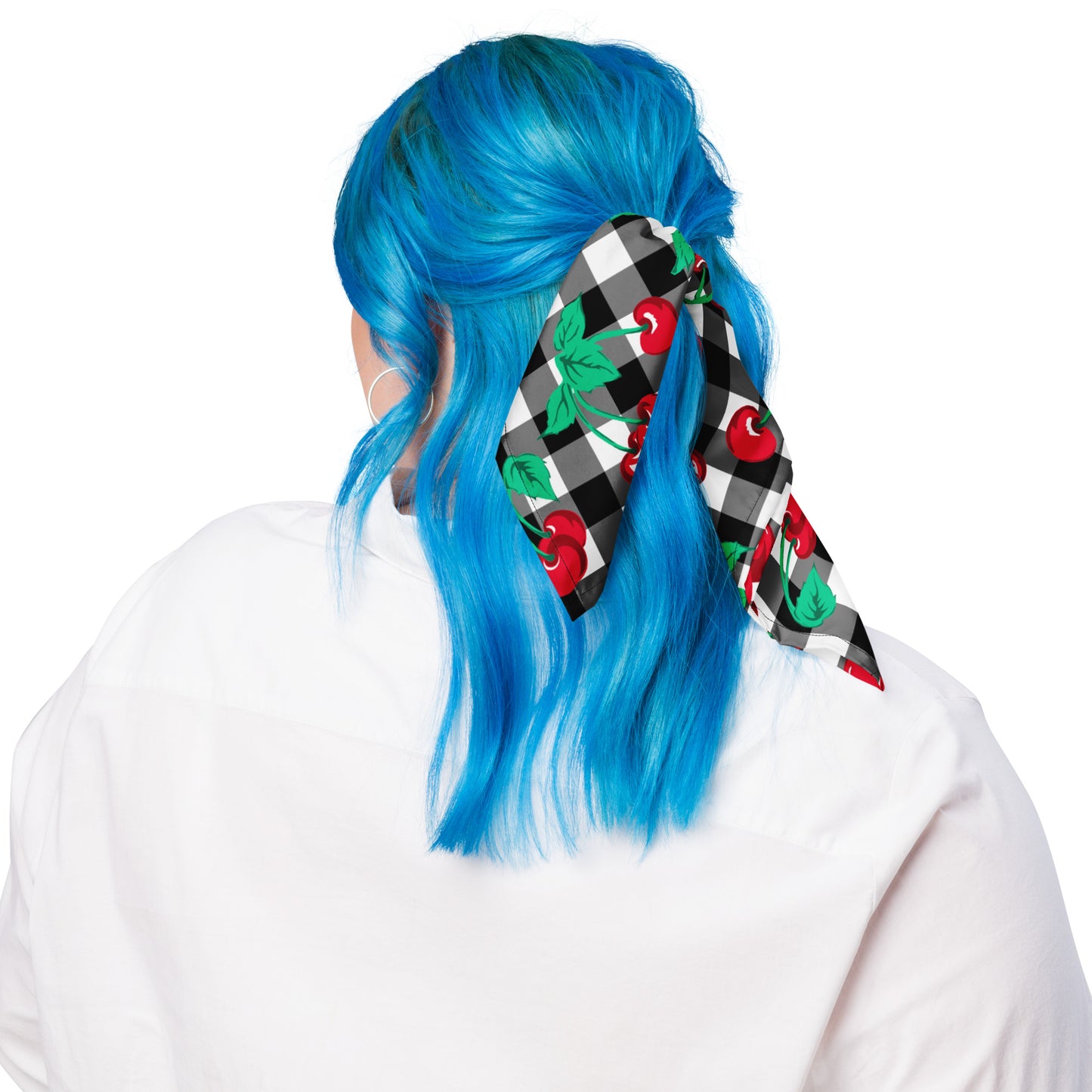 Cyndi Cherry Girl Black Gingham Bandana Scarf | Pinup Couture Relaxed