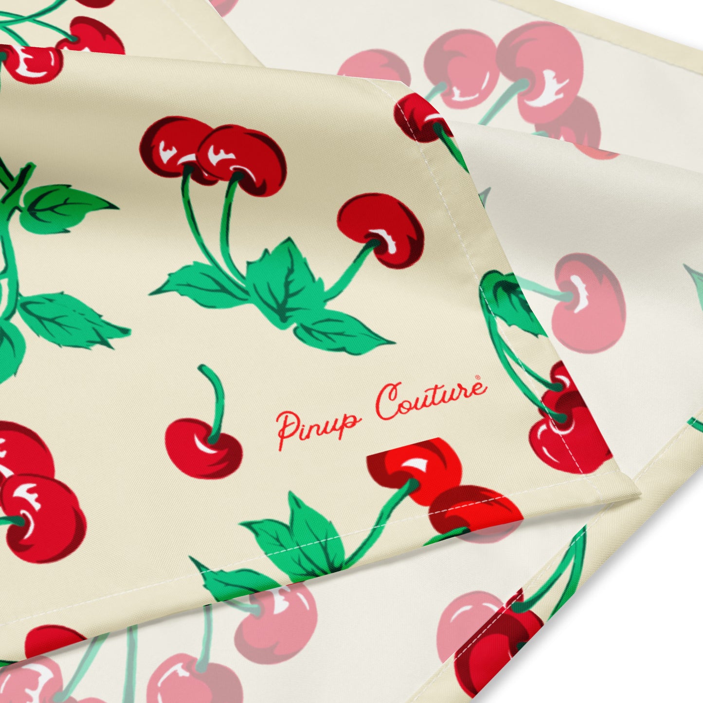 Cyndi Antique Ivory Cherry Girl Bandana Scarf | Pinup Couture Relaxed