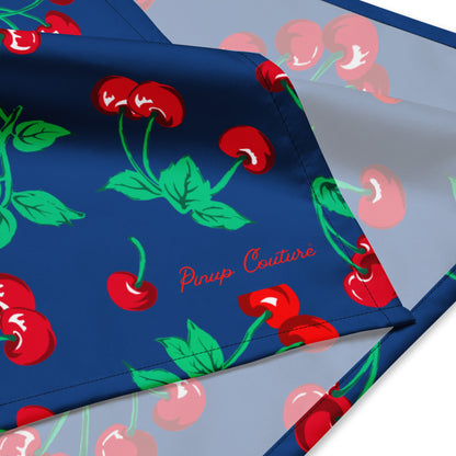 Cyndi Dark Blue Cherry Girl Bandana | Pinup Couture Relaxed