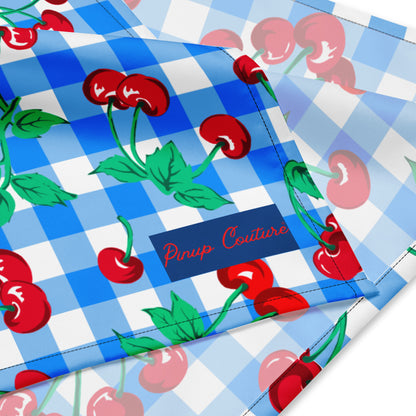 Cyndi Blue Gingham Cherry Girl All Bandana | Pinup Couture Relaxed