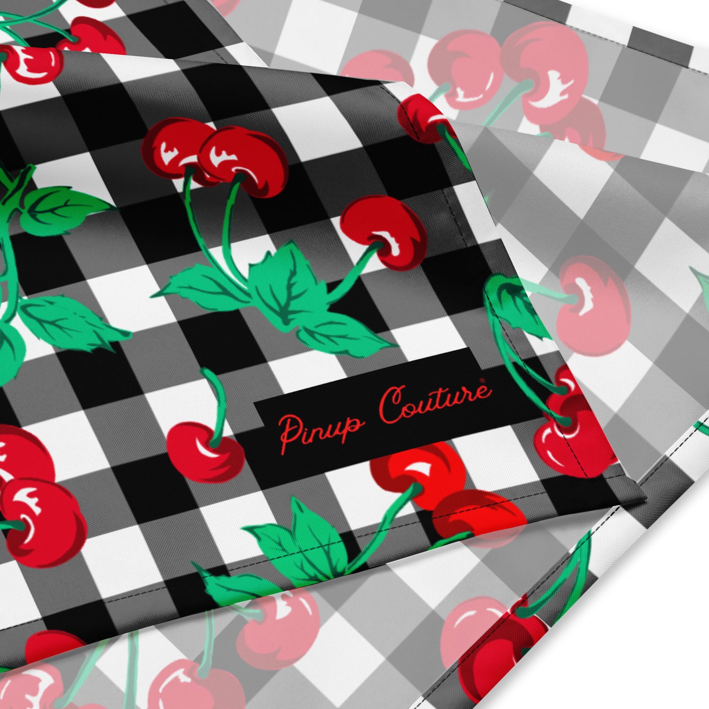 Cyndi Cherry Girl Black Gingham Bandana Scarf | Pinup Couture Relaxed