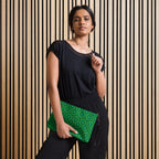 Kelly Green Hotel Hexagon Faux Leather Adjustable Strap Crossbody Bag