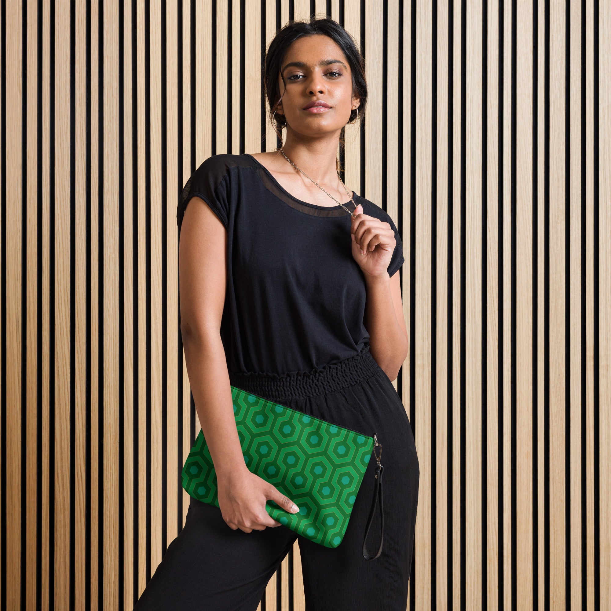 Kelly Green Hotel Hexagon Faux Leather Adjustable Strap Crossbody Bag