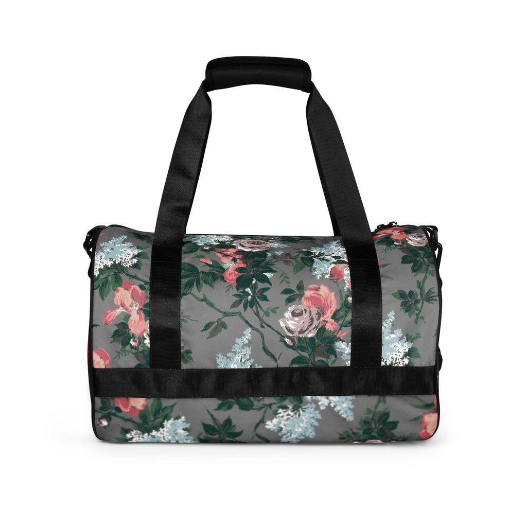Hillary Overnighter Carry On Workout Duffle Bag in Grey Bella Roses