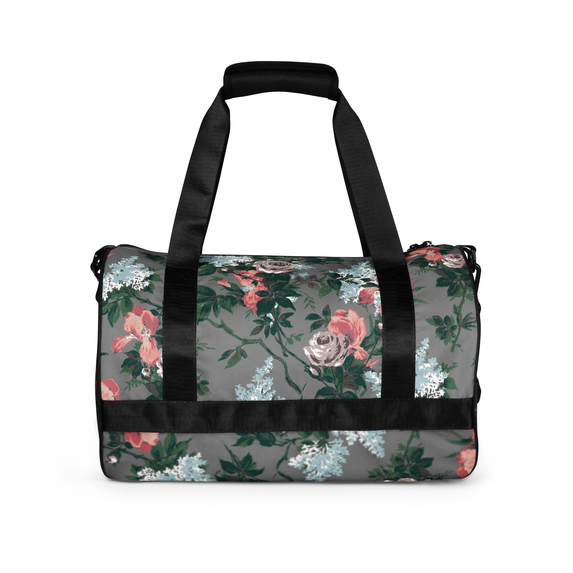 Hillary Overnighter Carry On Workout Duffle Bag in Grey Bella Roses
