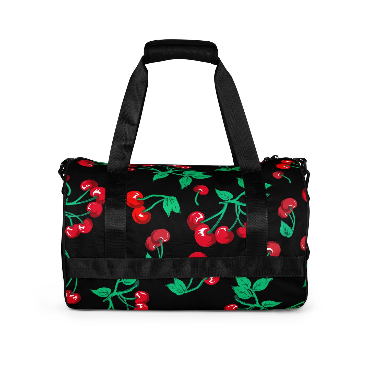 Black Coffee Cherry Girl Gym Duffle Workout Bag | Pinup Couture Relaxed