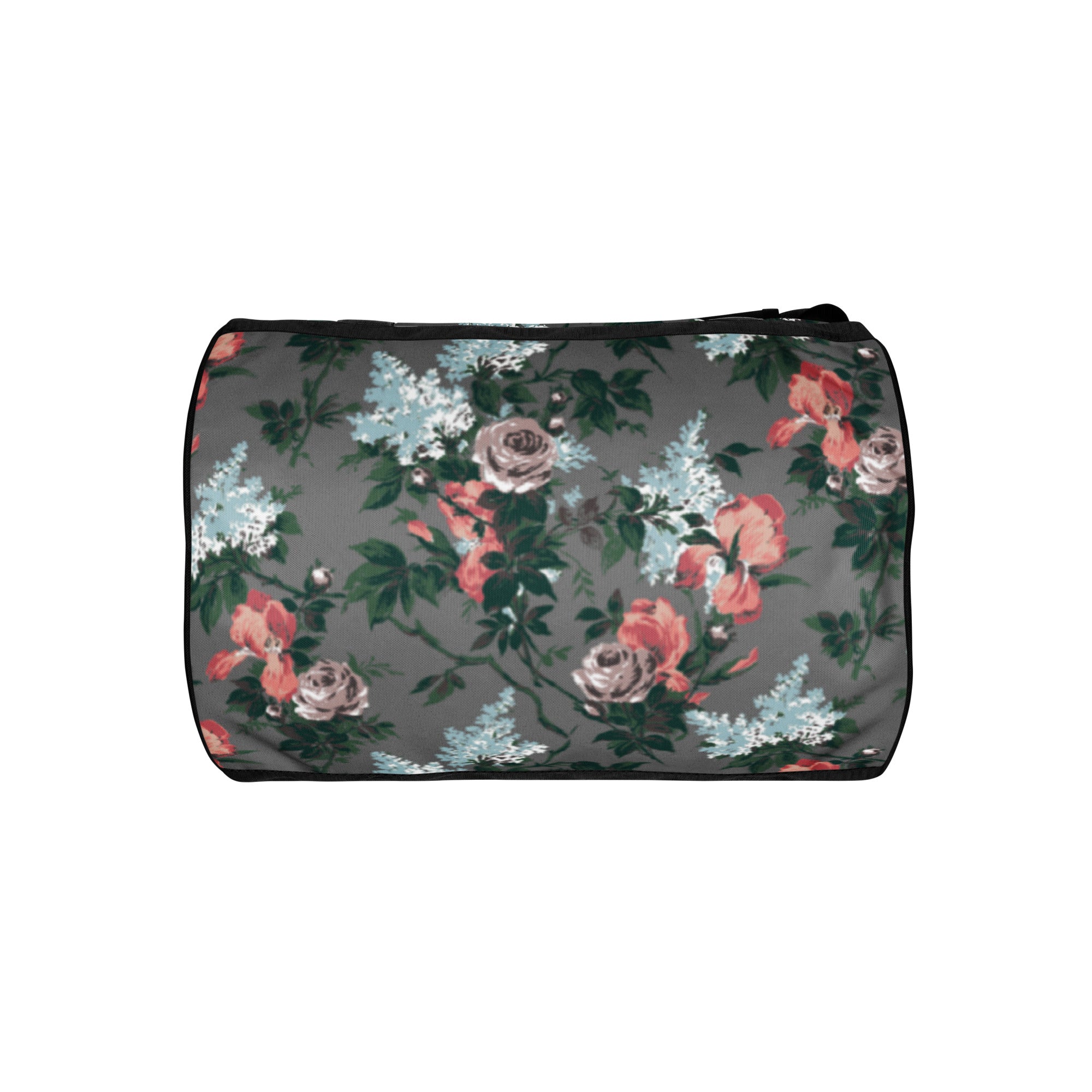 Hillary Overnighter Carry On Workout Duffle Bag in Grey Bella Roses