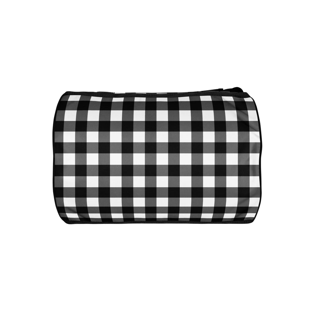 Badass Black Gingham Gym Duffle Workout Bag