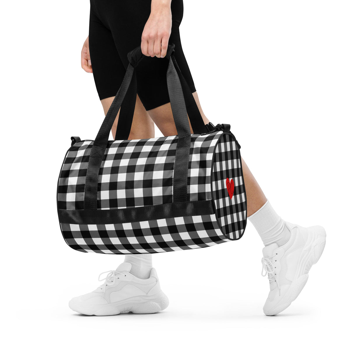 Badass Black Gingham Gym Duffle Workout Bag
