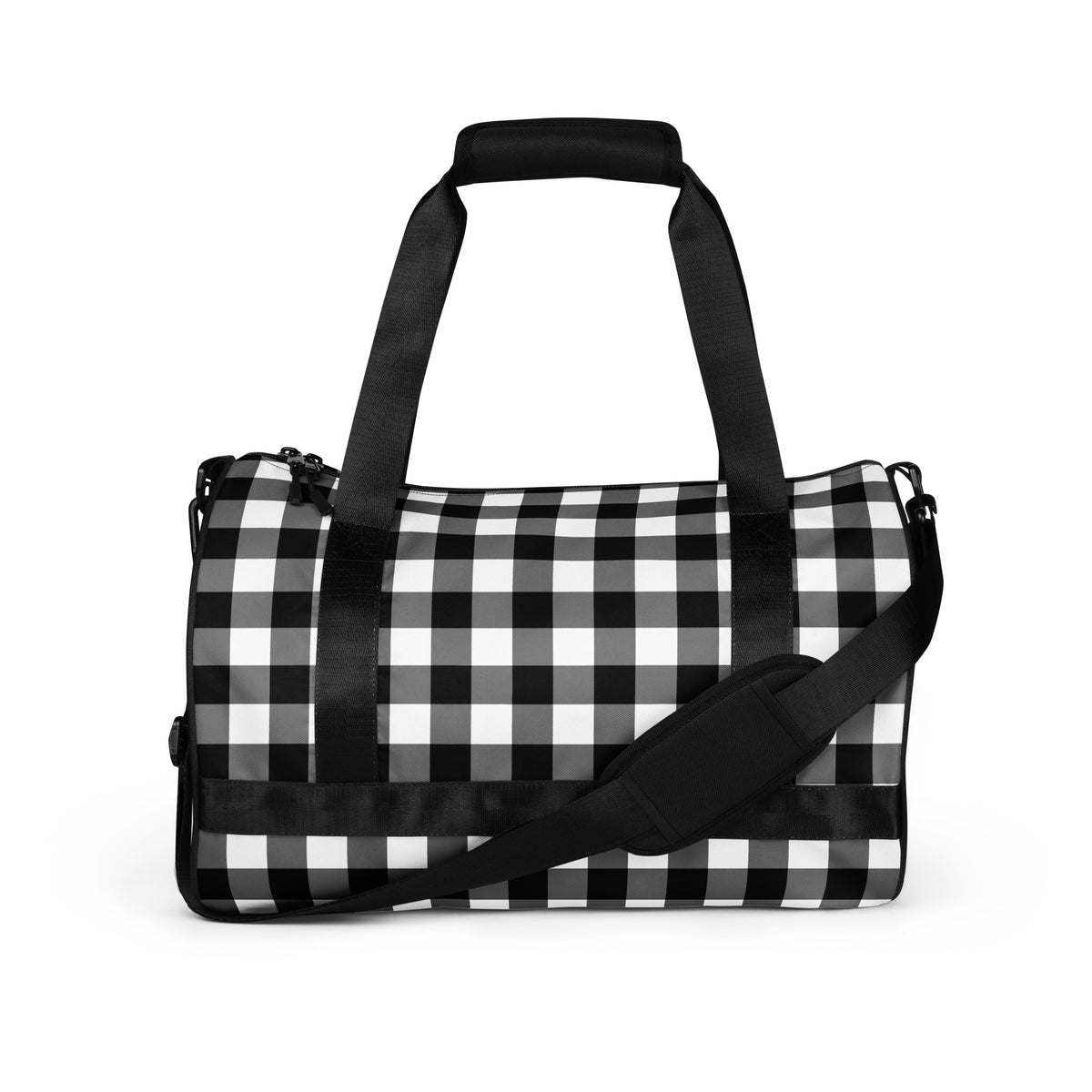 Badass Black Gingham Gym Duffle Workout Bag