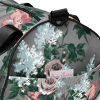 Hillary Overnighter Carry On Workout Duffle Bag in Grey Bella Roses