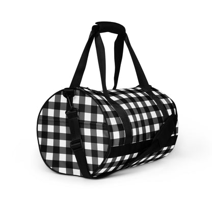 Badass Black Gingham Gym Duffle Workout Bag | Pinup Couture Relaxed