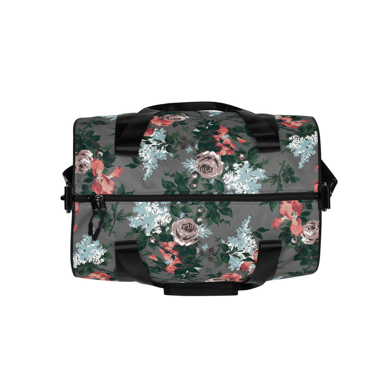 Hillary Overnighter Carry On Workout Duffle Bag in Grey Bella Roses