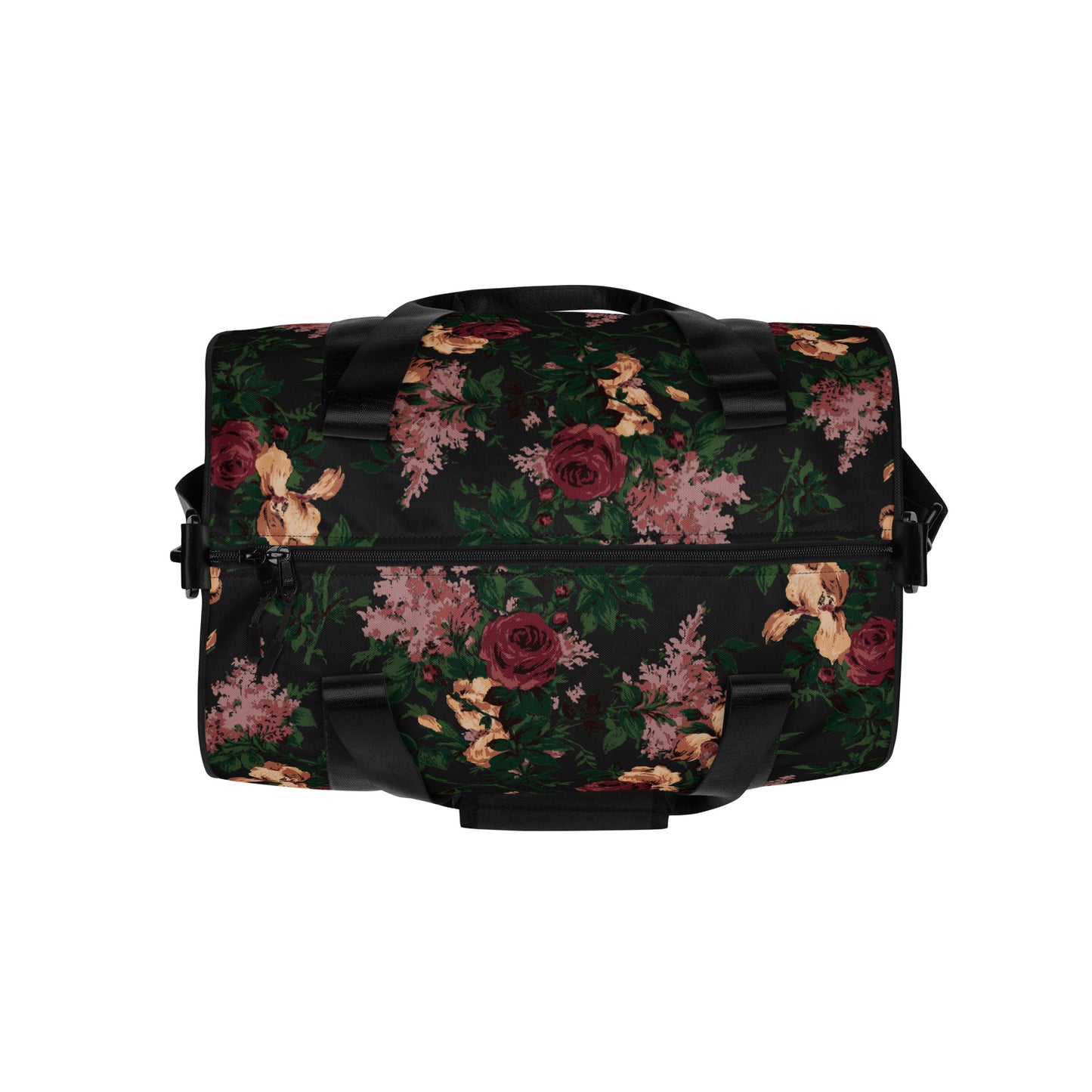 Hillary Overnighter Carry On Workout Duffle Bag in Dark Bella Roses Floral | Pinup Couture Relaxed