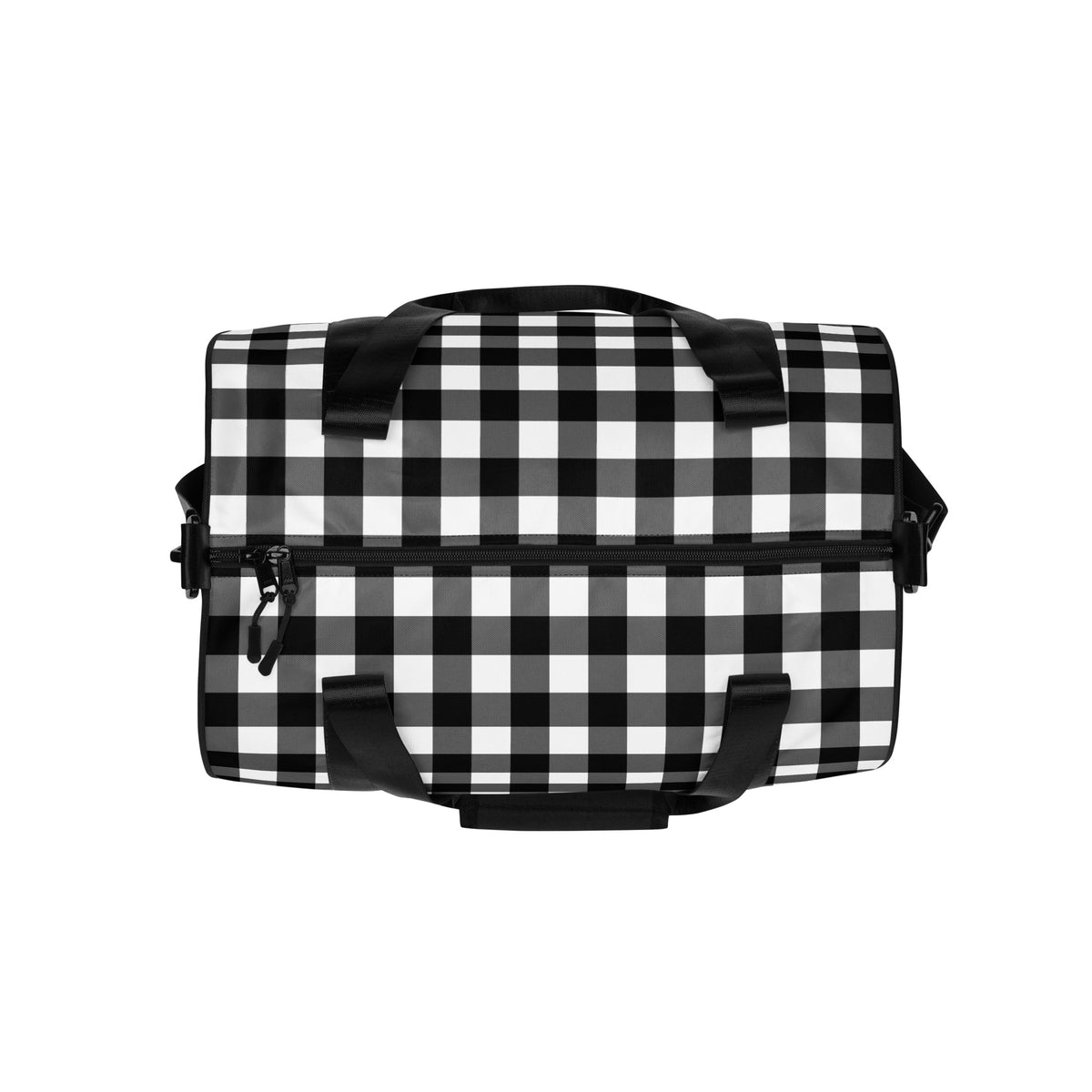 Badass Black Gingham Gym Duffle Workout Bag