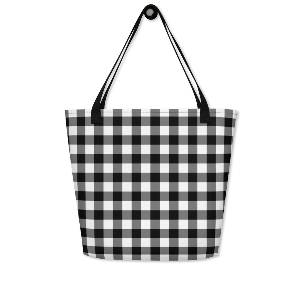 Sunny Days Large Shopper Tote Bag in Black Gingham