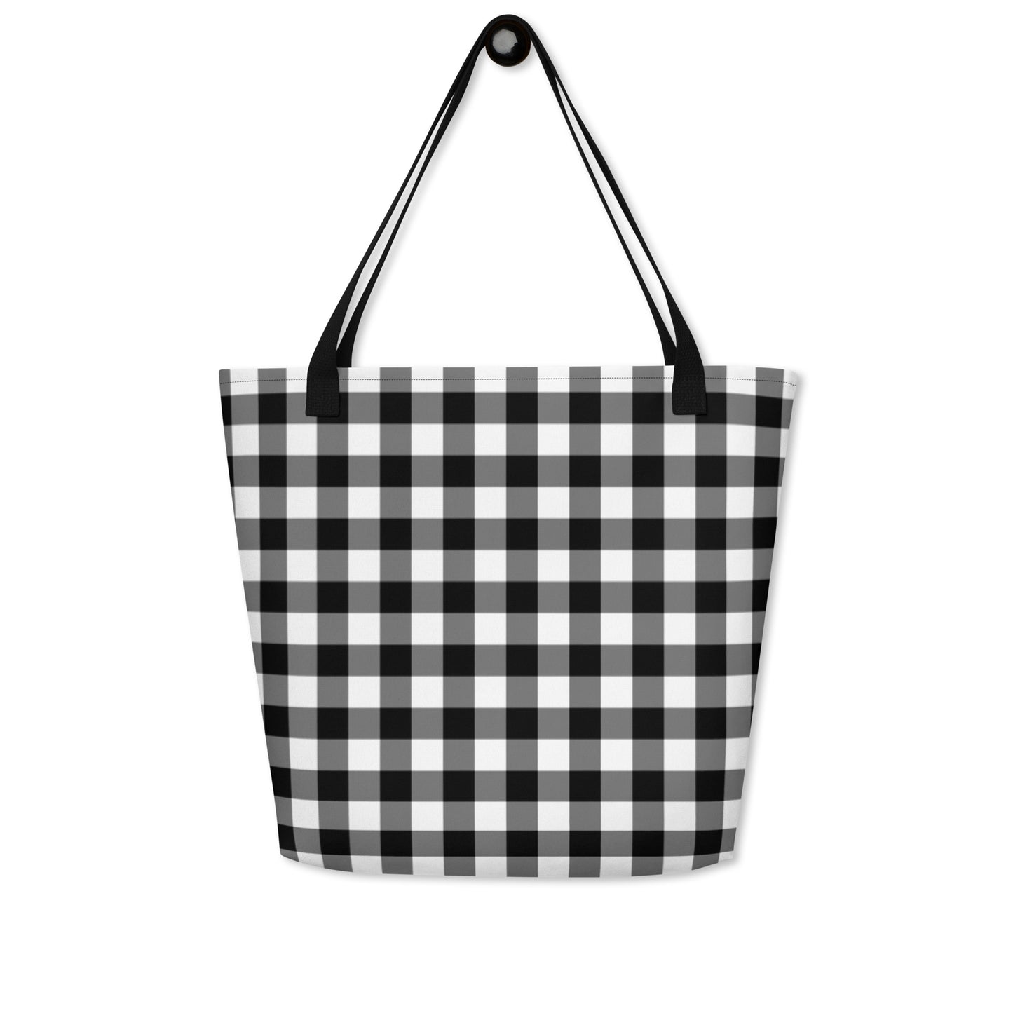 Sunny Days Large Shopper Tote Bag in Black Gingham | Pinup Couture