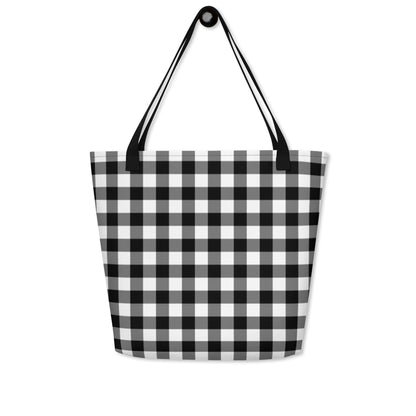 Sunny Days Large Shopper Tote Bag in Black Gingham | Pinup Couture