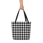 Sunny Days Large Shopper Tote Bag in Black Gingham